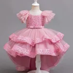 Robe de bal pour fille en tulle longue pailletée style élégant robe de fête occasion spéciale filles 46 ans Zhejiang made in China