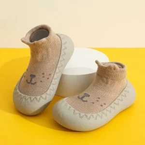 Chaussures bébé premiers pas tissu semelle caoutchouc antidérapante chaussons lion enfant 04 ans garçon fille
