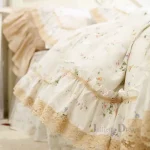 Juliette Dream ensemble literie romantique coton dentelle motifs floraux parure lit floral volants blanc multicolore