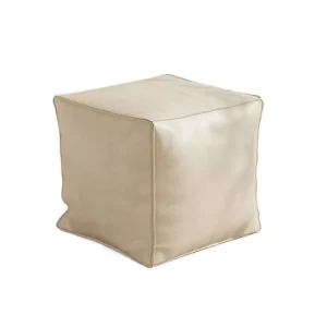 Pouf marocain en cuir synthétique design minimaliste beige tabouret de rangement polyvalent chambre à coucher salon enfant adulte Pouf marocain en cuir synthétique design minimaliste beige tabouret de rangement polyvalent chambre à coucher salon enfant adulte