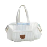 Organisateur de couches bébé portable sac à main broderie ours style moderne tissu doux grande capacité