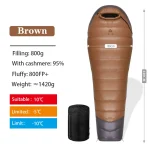 Sac de couchage camping hiver 800g remplissage duvet oie imperméable léger randonnée outdoor enfant adultes qualité premium durable