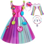 Robe sucette féerique pour filles tenue fantaisie festival pourim carnaval anniversaire costume enfants 46 ans style mignon polyester accessoires incluits