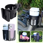 Support multifonction poussette tasse d&rsquo;eau  téléphone portable universel 360° rotatif antiéclaboussures en plastique noir/pink