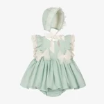 Ensemble robe espagnole bébé fille vêtements d&rsquo;été robe romantique accessoire chapeau 02 ans coton doux style vintage nouveauné fille cadeau naissance