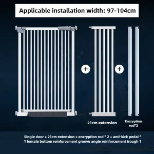 Barrière de sécurité ajustable pour bébé et animaux antikick métal durable 97104 cm installation facile style moderne sécurité maison Barrière de sécurité ajustable pour bébé et animaux antikick métal durable 97104 cm installation facile style moderne sécurité maison