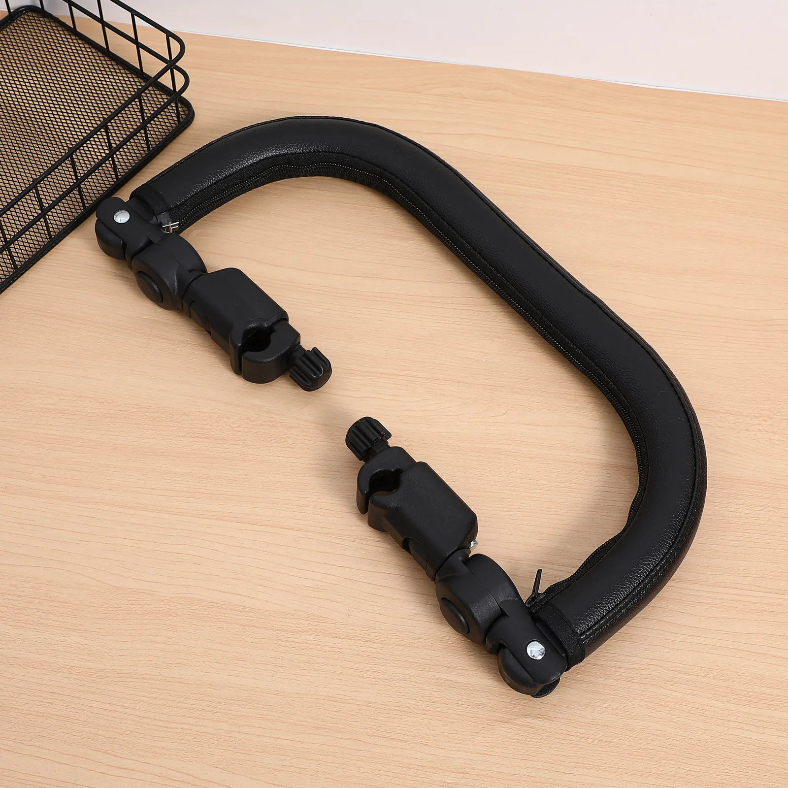 Accoudoir poussette ajustable ergonomique universel bébé poignée en similicuir détachable confort main noir
