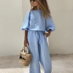 Ensemble Vêtements Bébé Fille Coton Lin Printemps Été 2 Pièces 16 Ans