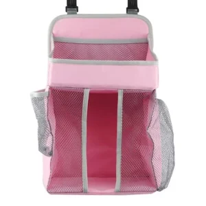 Organisateur de voiture suspendu compartiments multiples maille respirante rose pastel portable rangement bébé jouets couches style moderne durable pratique 4 saisons