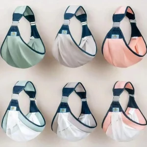 Portebébé en maille respirante écharpe de portage mains libres tissu synthétique sangles ajustables design ergonomique couleurs pastel