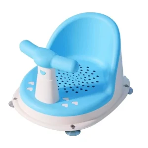 Chaise de bain bébé antidérapante sûre et confortable design bleu cœur portée compacte holes d’écoulement poignée nouveauné Chaise de bain bébé antidérapante sûre et confortable design bleu cœur portée compacte holes d’écoulement poignée nouveauné