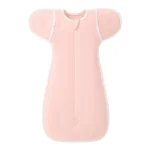 Couverture de sommeil bébéปลอด nouveauné doux emmaillotage en coton imprimé animaux col rose pâle fermeture éclair design sécuritaire moderne