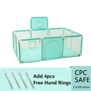 Parc de sécurité transparent en polyester pour bébé playpen intérieur avec porte et anneaux de fixation design moderne sécuritaire et pratique idéal pour enfants de 0 à 3 ans Parc de sécurité transparent en polyester pour bébé playpen intérieur avec porte et anneaux de fixation design moderne sécuritaire et pratique idéal pour enfants de 0 à 3 ans