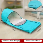 Sac de Couchage Extérieur Automne/Hiver Isolé Respirant Étanche Design Moderne Bleu Paon Unique pour Camping Hiking Adulte Confort