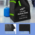 Sac de transport siège auto imperméable portée facile protection totale nylon/polyester compact et portable pour bébé voyage résistant design moderne couleur noire et vert fluo