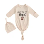 Sacs de couchage bébé imprimé vache manches longues noué sac de couchage avec chapeau assorti nouveauné 03 mois