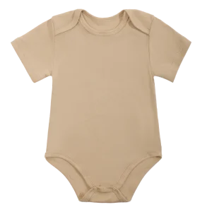 Body bébé 100% coton nouveauné confort uni beige garçon fille 03 mois barboteuse épurée sans logo doux qualité