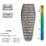 Sac de couchage en duvet de canard pour camping et randonnée isolant 5°C léger et hydrofuge adapté aux adultes style maman