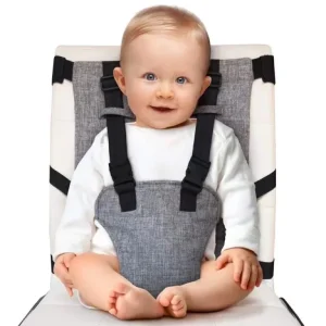 Chaise enfant avec ceinture de sécurité antidérapante pour salle à manger protection bébé réglable en hauteur coloris gris