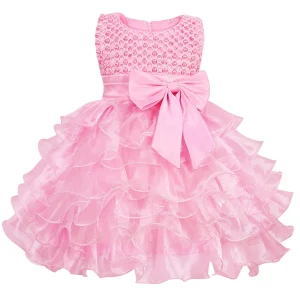 Robe princesse fille Tutu nœud papillon perles robe de bal mariage anniversaire occasion spéciale vêtements formels