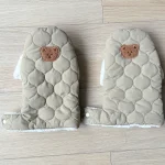 Gants chauds pour poussette bébé logo ours imperméables coupevent poche velours hiver enfants adultes design ludique doux confort pression ajustable