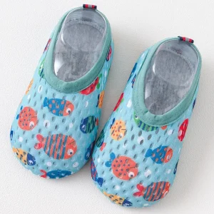 Chaussons bébé intérieur marine poissons SlipOn confort douillet 13 ans style enfant fun