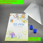 Stylo 3D créatif pour enfants livret de模èles transparents couvredoigts en plastique outil artistique sécuritaire idéal pour loisirs créatifs et projets éducatifs