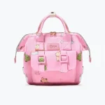 Sac à dos imprimé animal et arbres design ludique matériau durable grande capacité portage confortable résistant à l&rsquo;usure sac allaitement multifonctionnel bébé maman  Pink