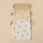 Sacs de rangement suspendus pour poussette 3 pièces en coton fermoir à cordon design floral idéal pour le rangement de bébé cadeau écofriendly