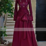 Robe de soirée formelle élégante col haut manches longues silhouette A ornements en cristal robe d&rsquo;invitée mariage occasion spéciale