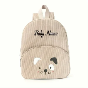 Sac à dos personnalisé en velours côtelé pour enfant cartable avec nom brodé style mignon ours bébé fille garçon khaki puppy Sac à dos personnalisé en velours côtelé pour enfant cartable avec nom brodé style mignon ours bébé fille garçon khaki puppy