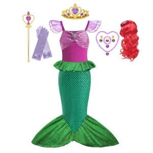 Costume Sirène Enfant Fille Costume Princesse Accessoires Fête Carnaval Anniversaire Élégant Brillant