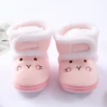 Chaussons d&rsquo;intérieur bébé en velours doux semelle antiglissante rose design mignon confortable pour nouveauné 01 ans