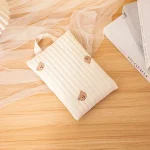 Pochette rembourrée en coton ours mignon sac à main portable housse protection tablette sac de rangement doux style enfant