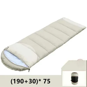Sac de couchage camping outdoor tissu synthétique extensible 190cm coussinets détachables design moderne beige