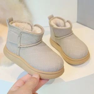 Bottes de neige pour bébés garçons et filles chaussures d&rsquo;extérieur pour enfants automnehiver imperméables antidérapantes semelle souple bottes en peluche pour enfants