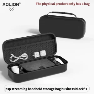 Étui portable pour PS5 et PSP sac de rangement EVA rigide AOLION noir protection antichoc compartiments pour câbles et accessoires design moderne compact et durable