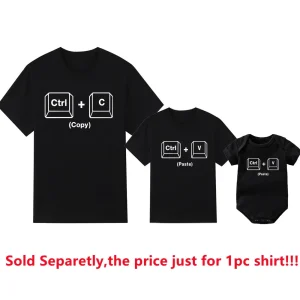 Tshirts assortis en coton famille Ctrl C Ctrl V look drôle mamanenfant chemises bébé batterie cadeau fête des pères 036 mois 46 ans unisexe Tshirts assortis en coton famille Ctrl C Ctrl V look drôle mamanenfant chemises bébé batterie cadeau fête des pères 036 mois 46 ans unisexe