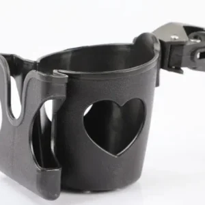 Support de tasse et téléphone portable poussette landau fauteuil roulant accessoire bébé noir motif cœur