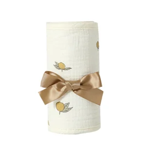 Couverture rail berceau bébé en coton protection rail douce style minimaliste motif citron satin beige usage bébé 01 ans sécurité confort intérieur