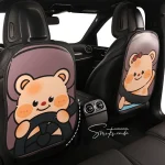 Housse de siège voiture anticoup de pied pour enfants design ours conducteur universel facile à nettoyer tissu polyester résistant protection intérieure véhicule style enfantin accessoire sécurité bébé