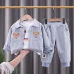 Ensemble bébé printemps automne manteau pantalon veste mode coréenne polyester viscose 2023 bleu