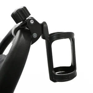 Portegobelet pour poussette ajustable fixe sur guidon plastique et métal noir usage bébé pratique moderne qualité Portegobelet pour poussette ajustable fixe sur guidon plastique et métal noir usage bébé pratique moderne qualité