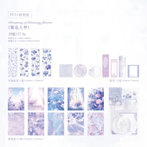 Ensemble feuilles décoratives Dreaming of blooming flowers scrapbooking journal motifs floraux papiers à motifs romantiques