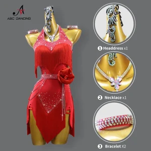 Robe de danse latine pour filles vêtements de scène élégants accessoires inclus style moderne qualité supérieure performances artistiques