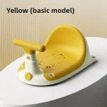 Siège de bain pour bébé tabouret antidérapant universel baignoire bébé sûre support ergonomique avec illustration d&rsquo;ours mignon facile à nettoyer