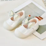 Chaussures de marche bébés filles nœuds dentelle plates couleur unie mode 2025 princesse polyvalentes 1625 beige