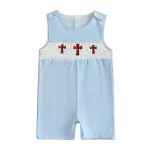 Combinaison sans manches bébé barboteuse été vêtements enfant style épuré 100% coton taille ajustée broderies croisées idée cadeau qualité premium confortable 安全 durable