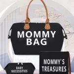 Sac momie ensemble de 3 sacs de voyage pour maman sac à main séparé sec et humide grande capacité porté épaule style moderne minimaliste polyester simili cuir