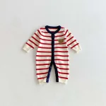 Combinaison bébé automnehiver tricot rayé ours manches longues mode confort bébé fille garçon